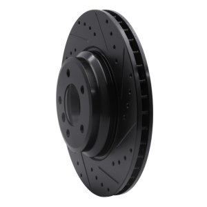 BMW 335I Brake Rotor (1) - Front Right - R1 Concepts - Drilled & Slotted - Black - `07-`15